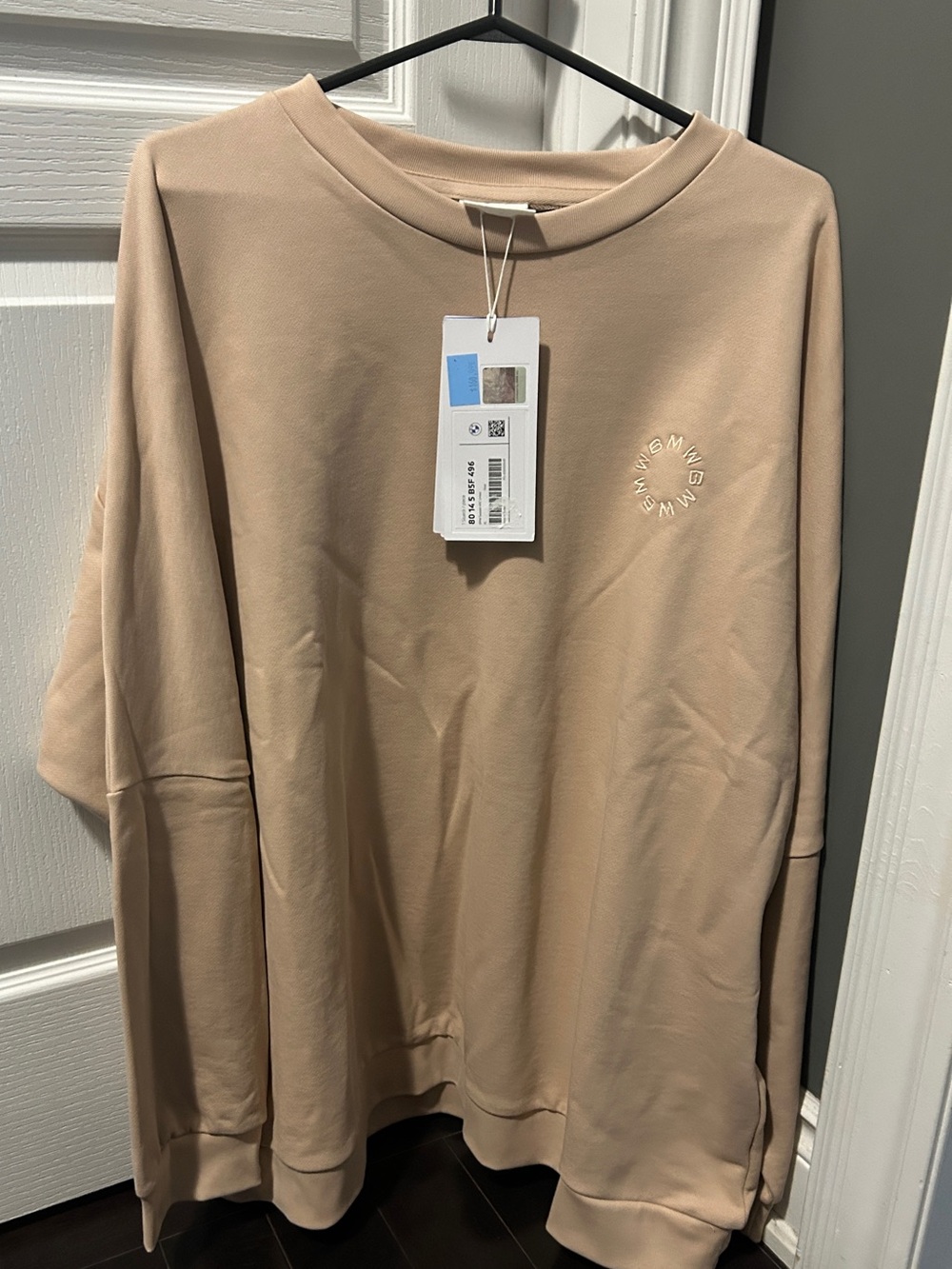 Men's Oversized Beige Sweatshirt - Official BMW Logo